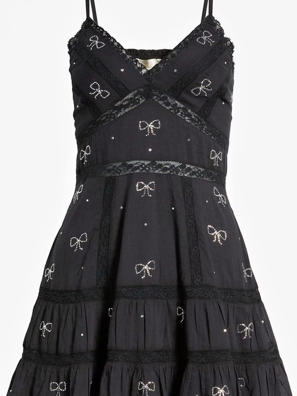 LoveShackFancy Solbina Black Mini Dress, XXS, NWT
